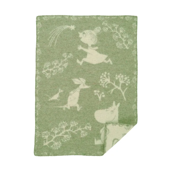Moomin Winterland babyplaid 65x90 cm - Frost green - Klippan Yllefabrik