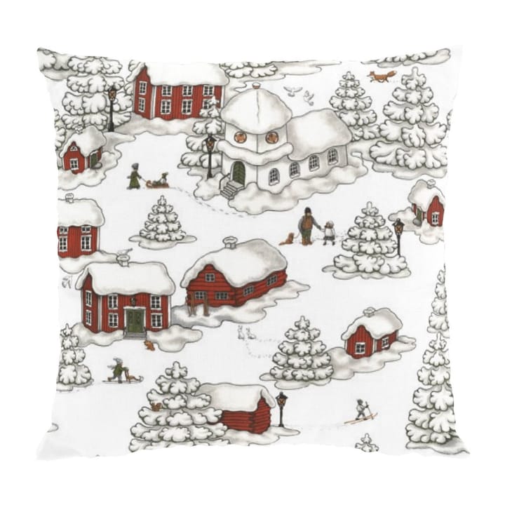 Timmerbyn pudebetræk 47x47 cm - Offwhite/Grå/Rød - Arvidssons Textil