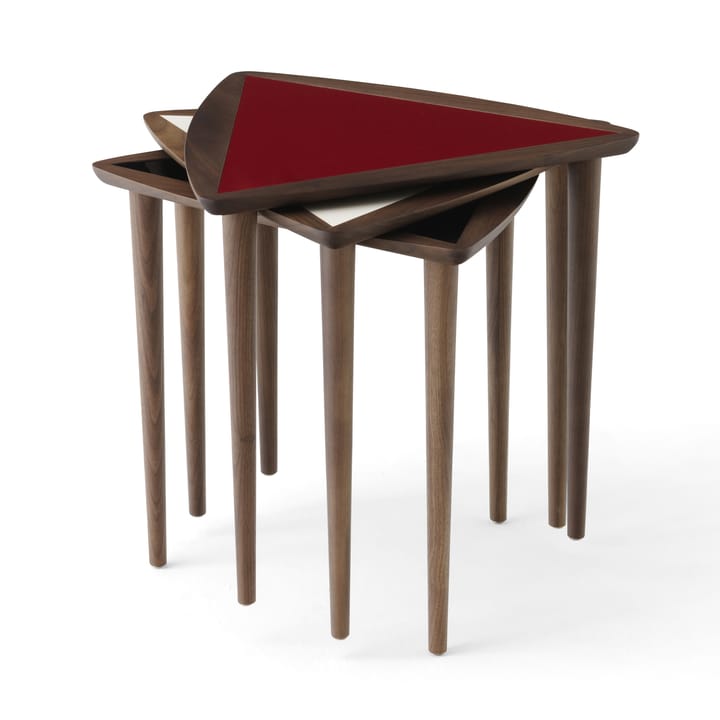 Umanoff nesting side table, Walnut/Burgundy Audo Copenhagen