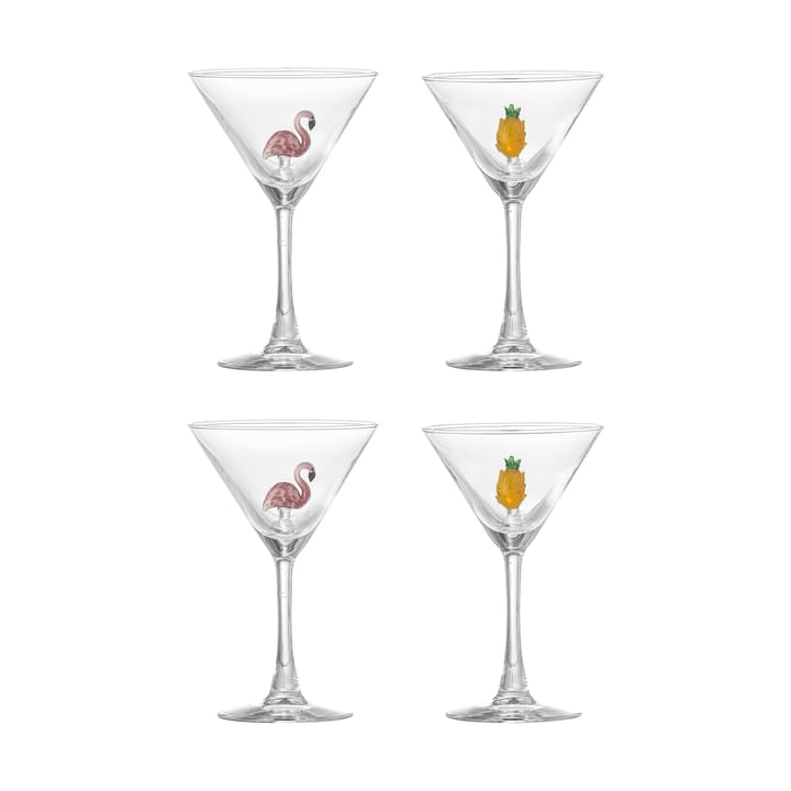 Misa cocktailglas 17 cl 4 dele - Clear-flamingo, clear-pineapple - Bloomingville