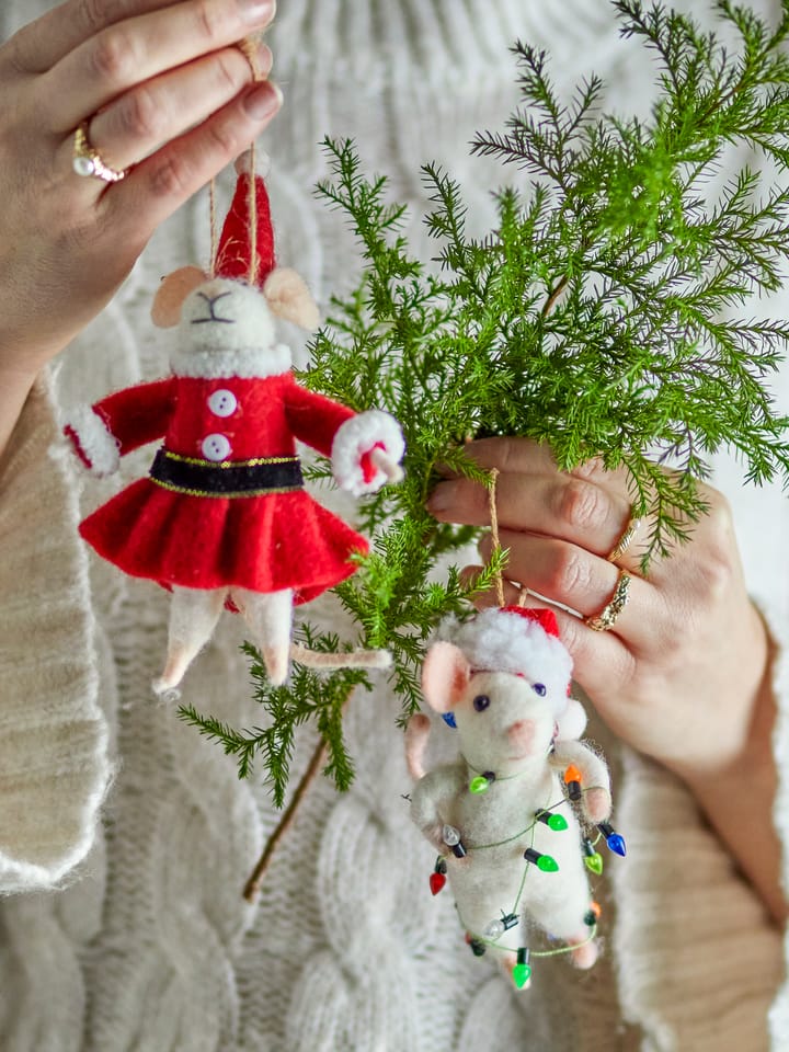 Peo juleophæng mus 2 dele - Hvid-rød - Bloomingville