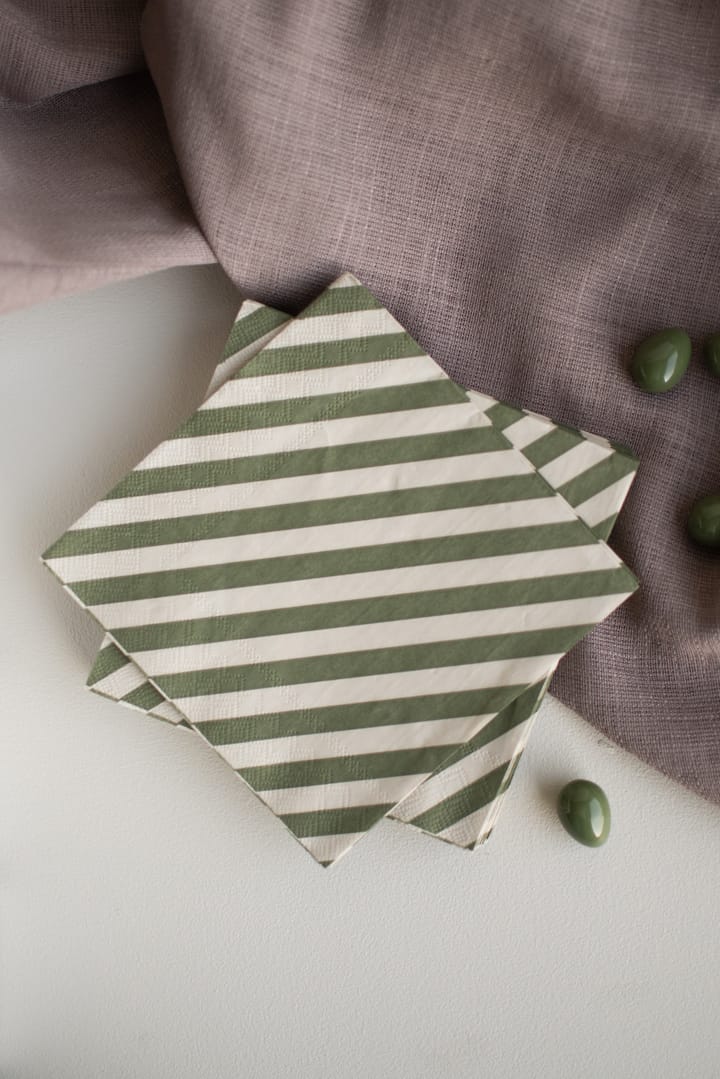 Stripe papirserviet 33x33 cm, Green DBKD