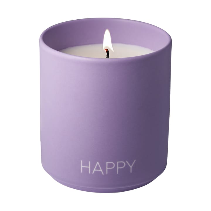 Duftlys large Ø8 cm, Happy-purple Design Letters