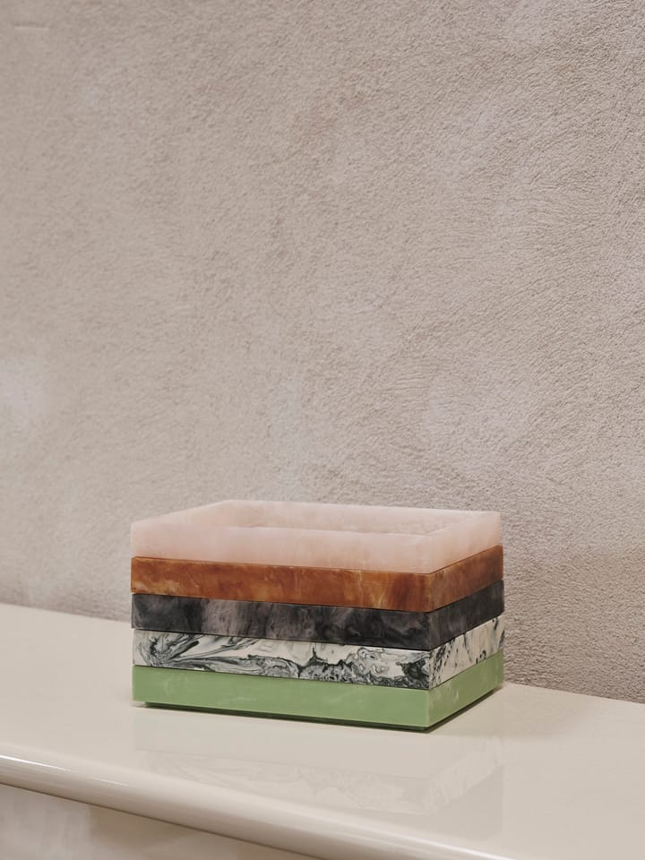 Mist dekorationsbakke 15x20 cm - Emerald-off white - ferm LIVING