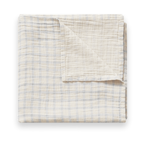 Gingham Sky Blue Muslin swaddle tæppe, 110x110 cm Garbo&Friends