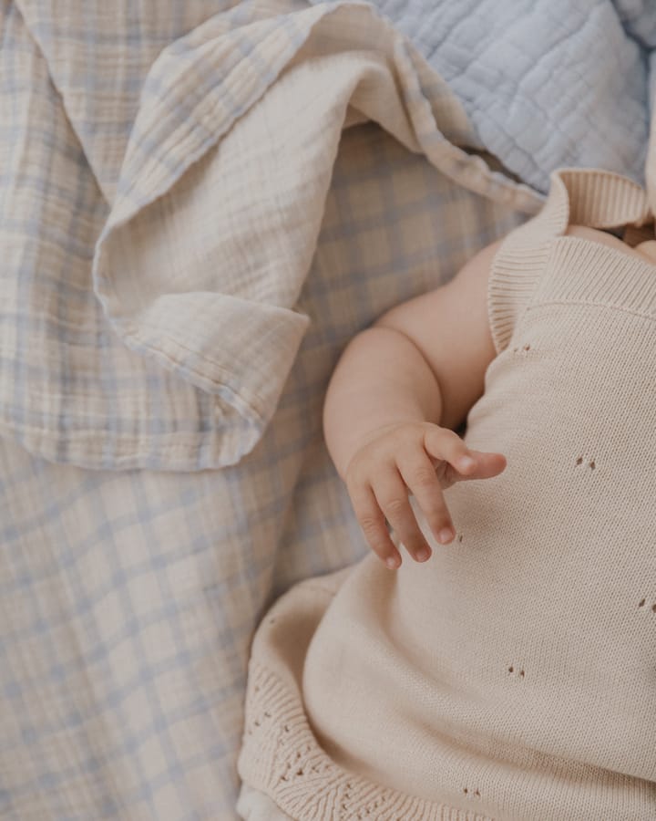 Gingham Sky Blue Muslin swaddle tæppe, 110x110 cm Garbo&Friends