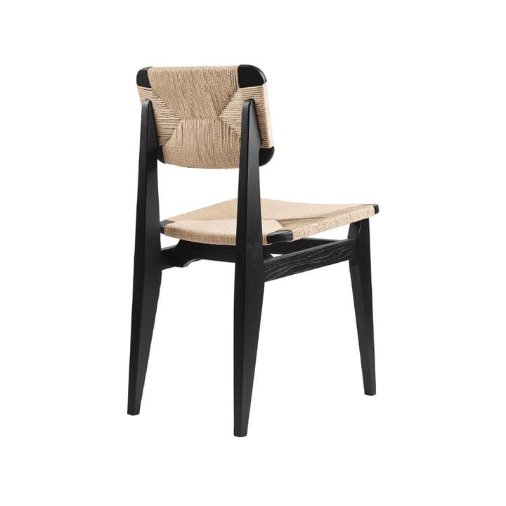 C-Chair stol, black stained oak, naturflettet sæde og ryg GUBI