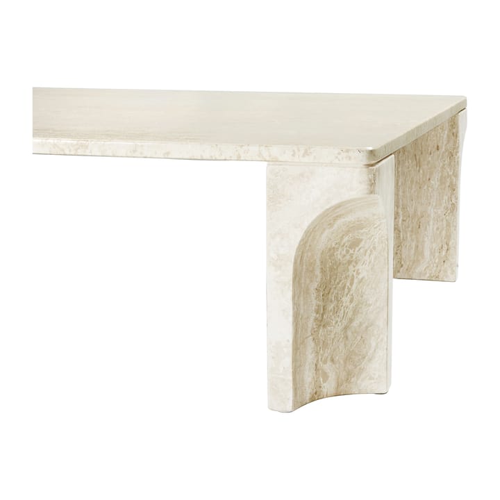 Doric sofabord 80x140 cm, Neutral white/Travertine GUBI