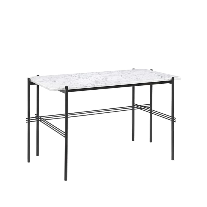 TS Desk skrivebord, marble white, sortlakeret stål GUBI