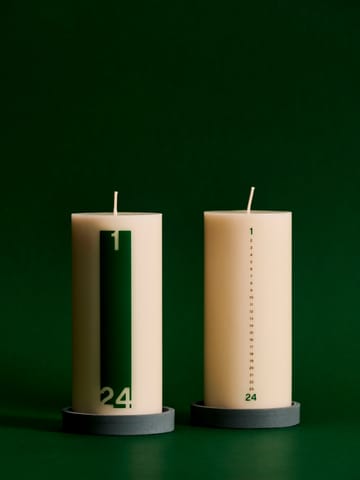 Calendar lys og lysestage 6,8 cm - Delicate off white-black-green - HAY