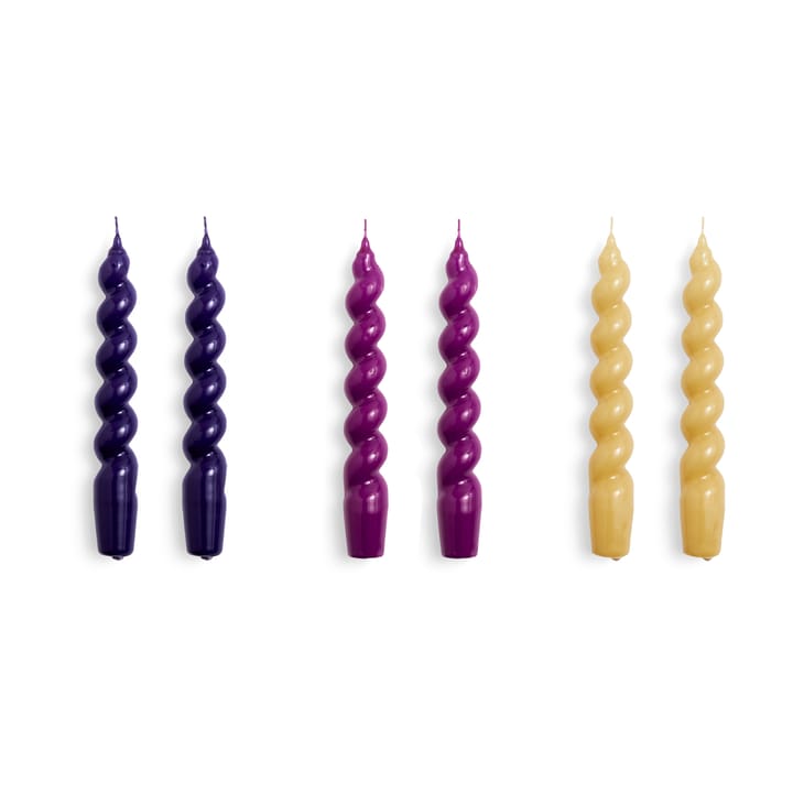Candle Spiral lys 6-pak - Purple/Fuchsia/Mustard - HAY