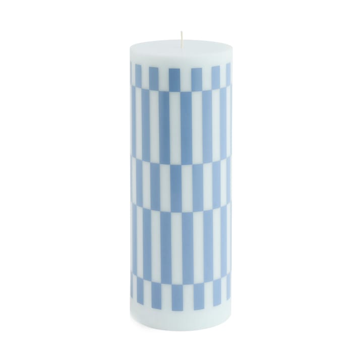 Column Candle bloklys large 25 cm - Light blue-dusty blue check - HAY