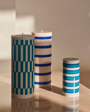 Column Candle bloklys large 25 cm - Offwhite/Blue - HAY