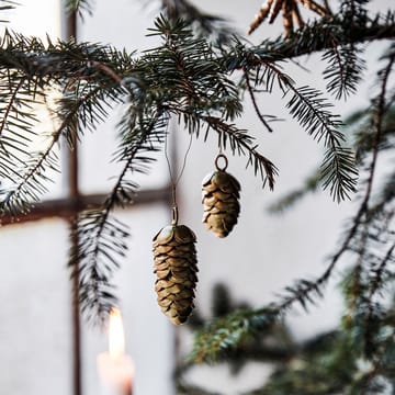 Cone juletræsophæng 6,5 cm 2 dele - Guld - House Doctor