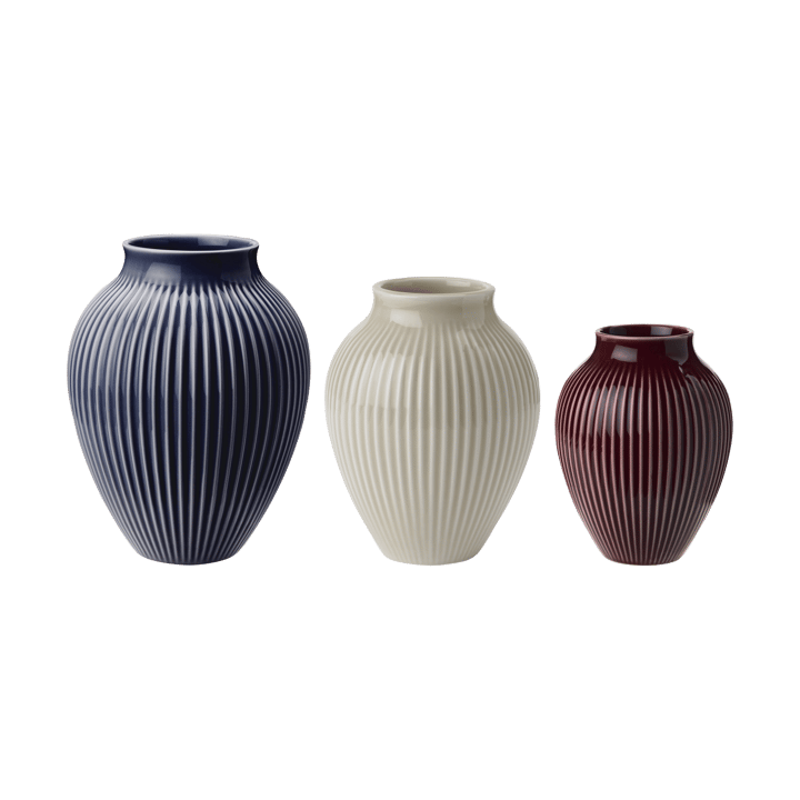 Knabstrup vase riflet 3-pak - Berry-sand-dark blue - Knabstrup Keramik