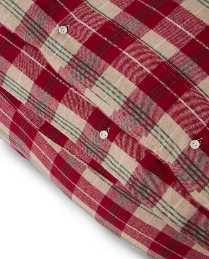 Checked cotton flannel sengesæt, Rød-beige-grøn-hvid Lexington