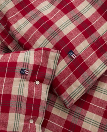 Checked cotton flannel sengesæt - Rød-beige-grøn-hvid - Lexington