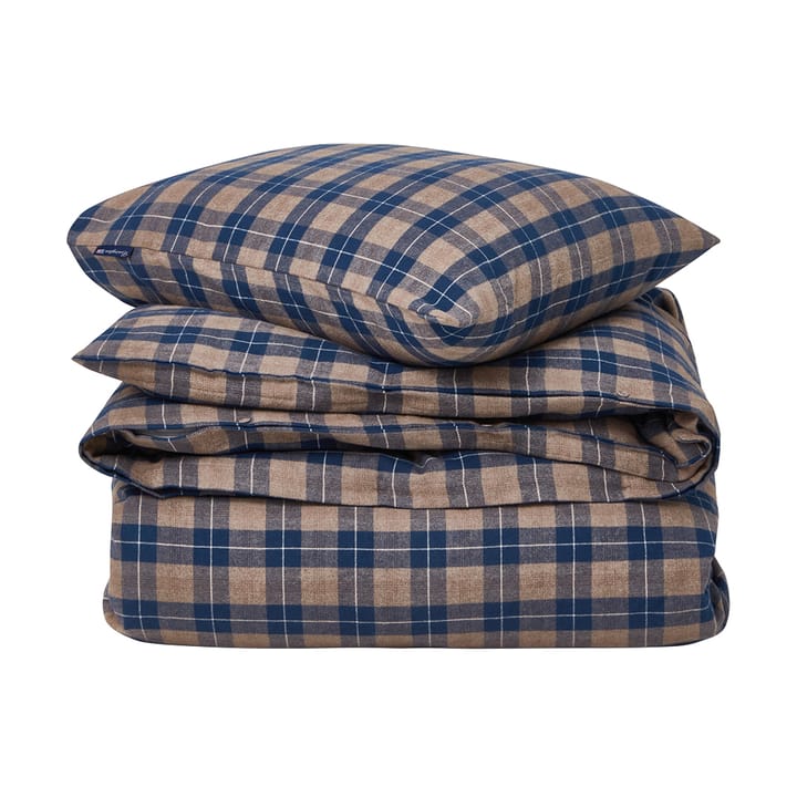 Checked Flannel sengetøj 150x210 cm - Denim blue-beige - Lexington