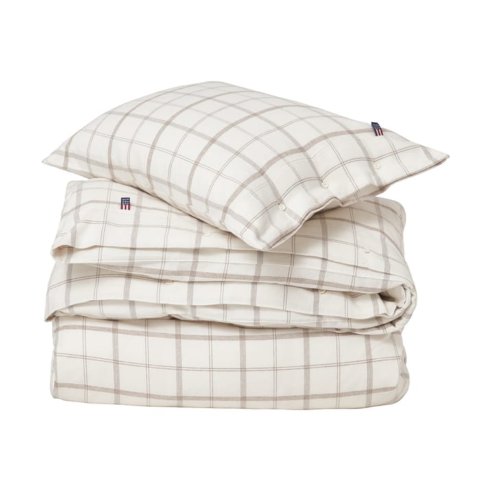 Checked Flannel sengetøj 150x210 cm - White-brown - Lexington