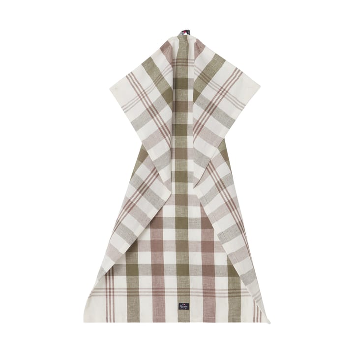 Checked Linen/Cotton viskestykke 50x70 cm, Olive Lexington