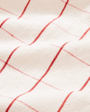 Checked Linen/Cotton viskestykke 50x70 cm - White-red - Lexington