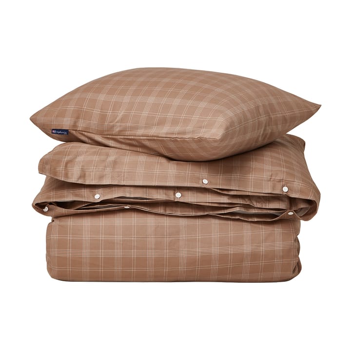 Checked Pin Point Oxford sengesæt 150x210 cm - Brown - Lexington