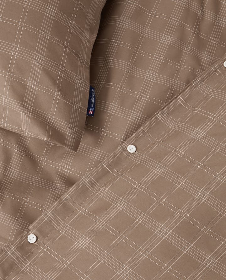 Checked Pin Point Oxford sengesæt 150x210 cm, Brown Lexington