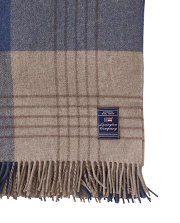 Checked Recycled Wool plaid 130x170 cm - Denim blue-beige - Lexington