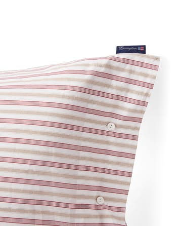 Dobby striped cotton poplin pudebetræk 50x60 cm - Rød-beige-hvid - Lexington