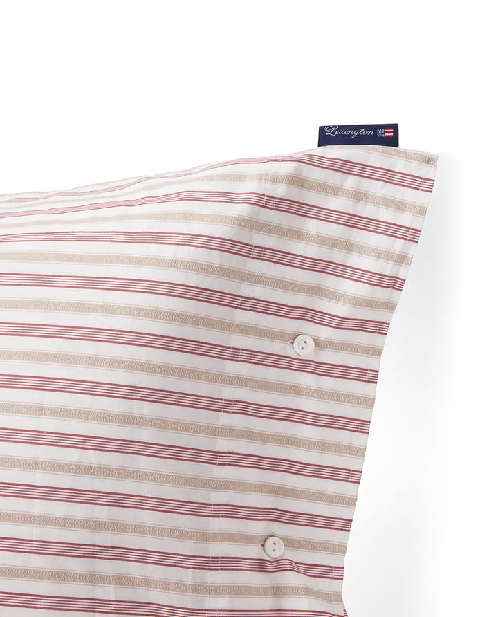 Dobby striped cotton poplin pudebetræk 50x60 cm, Rød-beige-hvid Lexington