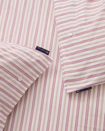 Dobby striped cotton poplin sengesæt - Rød-beige-hvid - Lexington