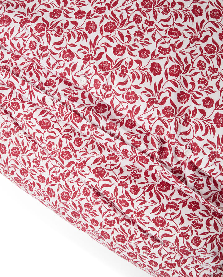 Flower printed cotton sateen sengesæt, Hvid-rød Lexington