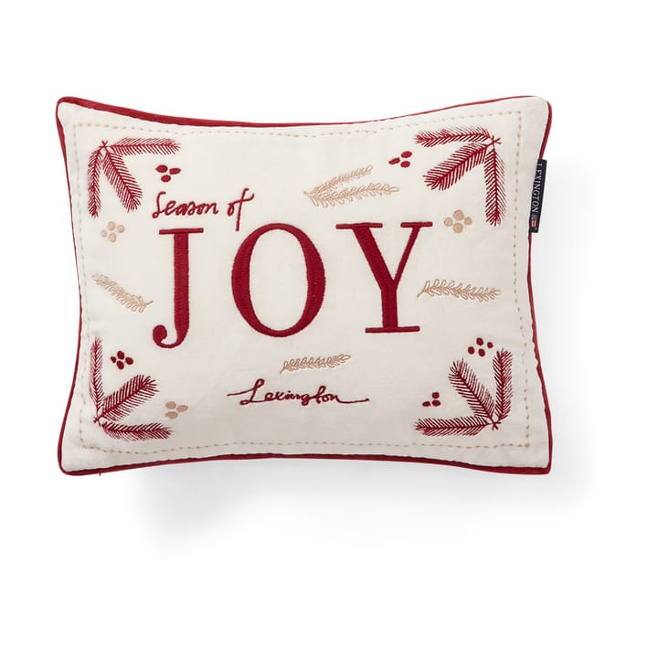 Joy organic cotton velvet pude 30x40 cm, Hvid-rød Lexington