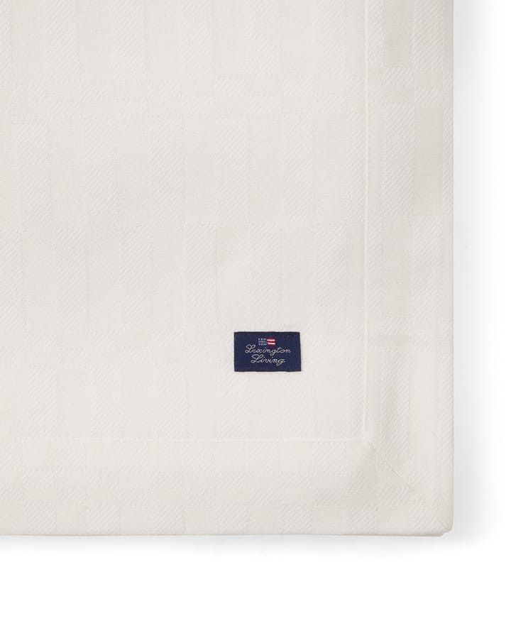 White jacquard cotton borddug 150x250 cm, Hvid Lexington