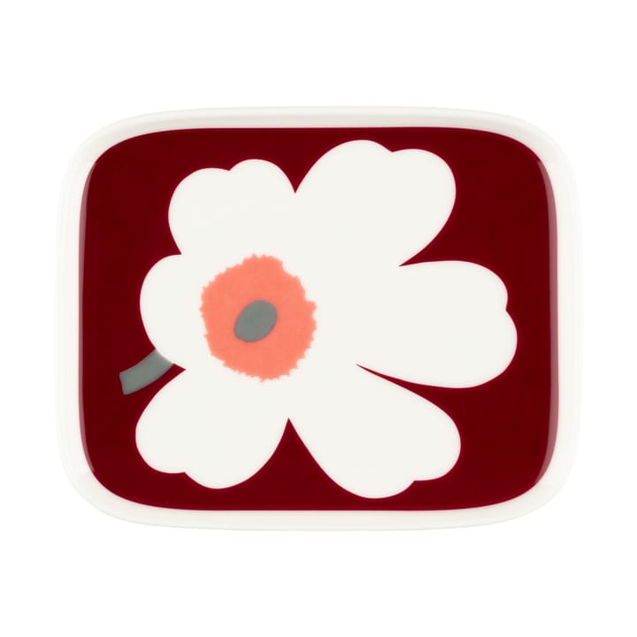 Juhla Unikko tallerken 12x15 cm, White-dark cherry-ash grey Marimekko