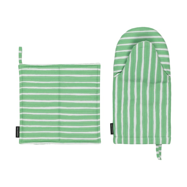 Piccolo grydelap + grydehandske 2 dele - Light grey-spring green - Marimekko