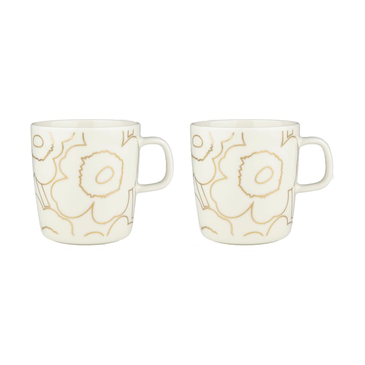 Piirto Unikko kop 4 dl 2-pak, White-gold Marimekko