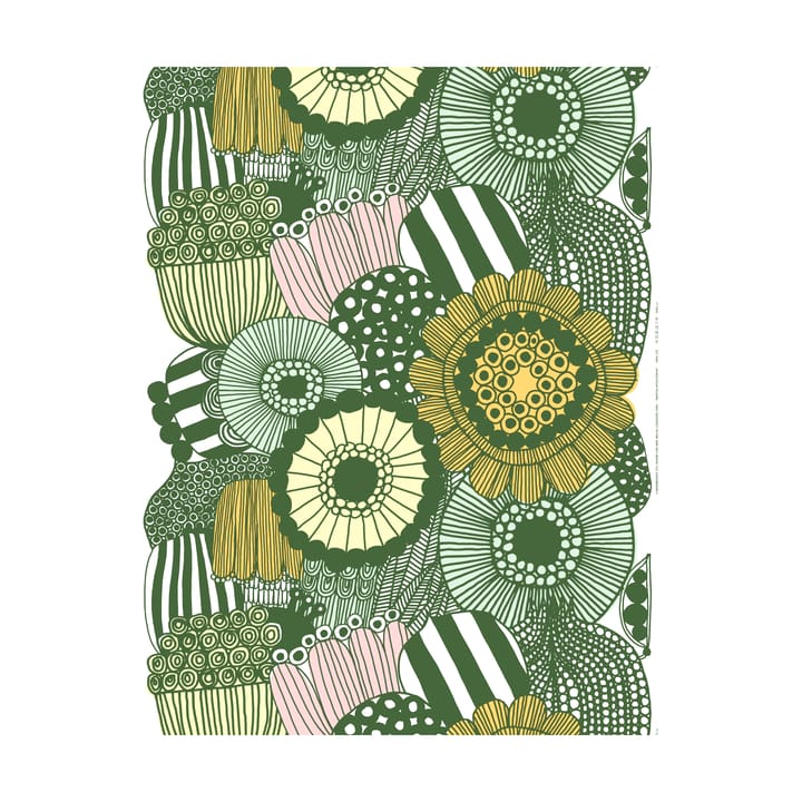 Siirtolapuutarha tekstil, White-green-light yellow-orange Marimekko