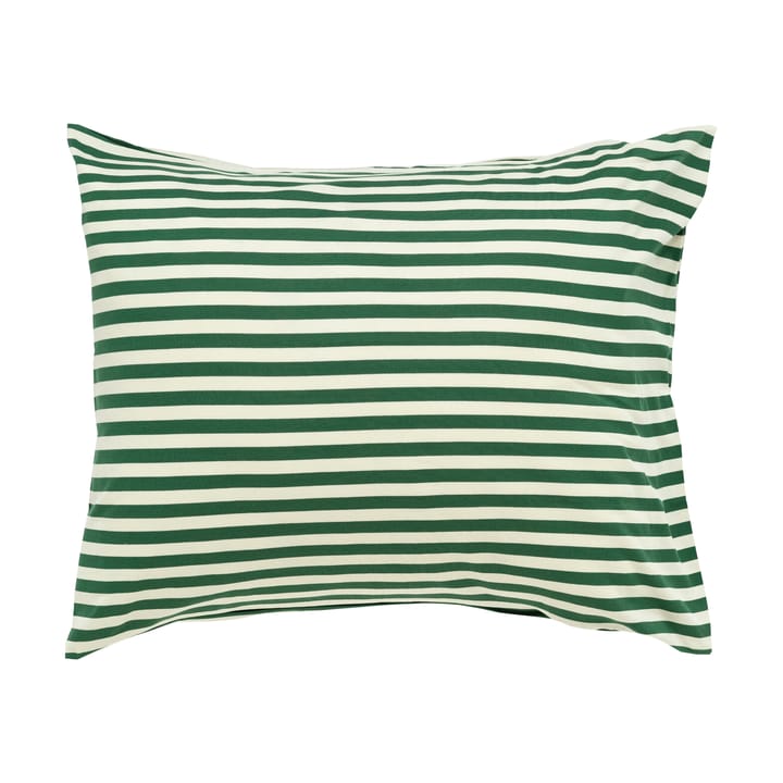 Tasaraita pudebetræk 50x60 cm, Off white-dark green Marimekko