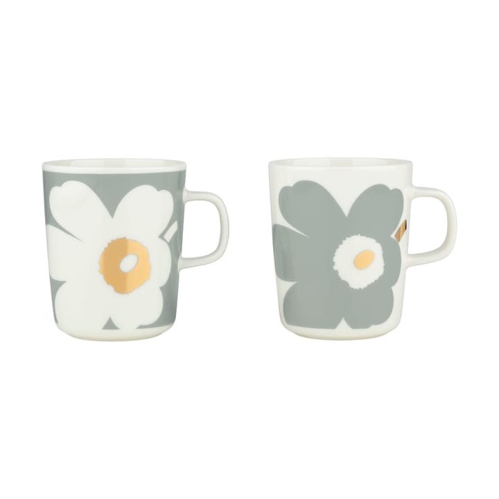 Unikko 60-års jubilæum kop 25 cl 2-pak - White-light grey-gold - Marimekko