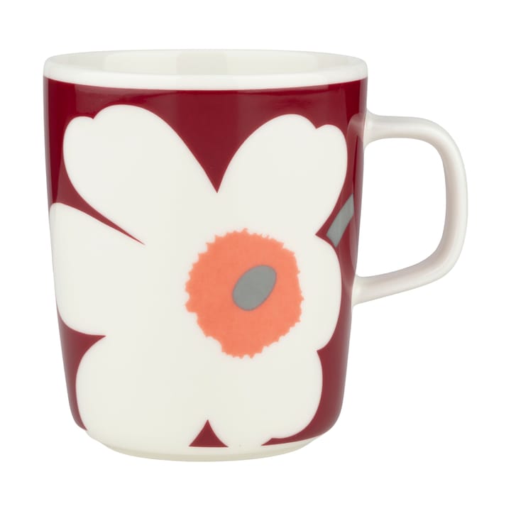 Unikko 60-års jubilæum krus 25 cl, White-dark cherry-ash grey Marimekko