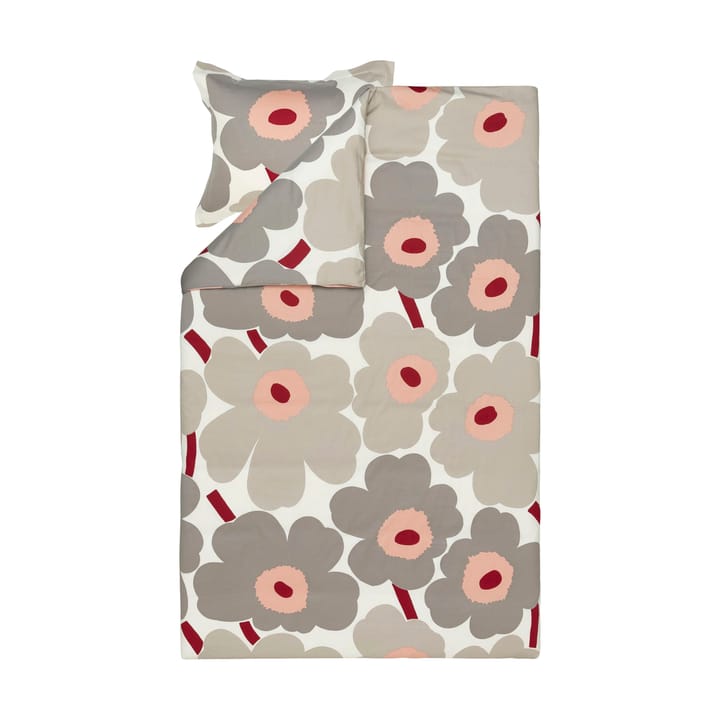 Unikko dynebetræk satin 150x210 cm, Off white-warm grey-pink Marimekko