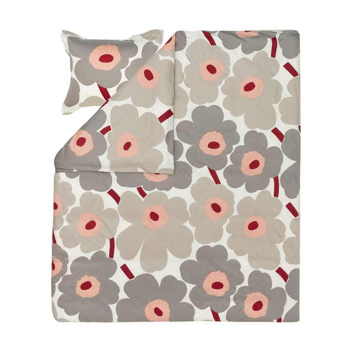 Unikko dynebetræk satin 240x220 cm, Off white-warm grey-pink Marimekko