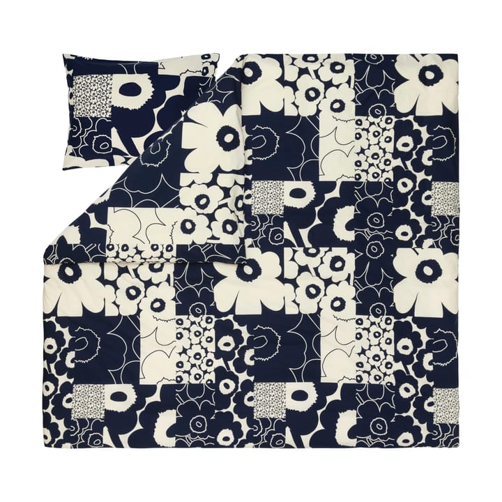 Unikko kollaasi dynebetræk 240x220 cm - Off-white-dark blue - Marimekko