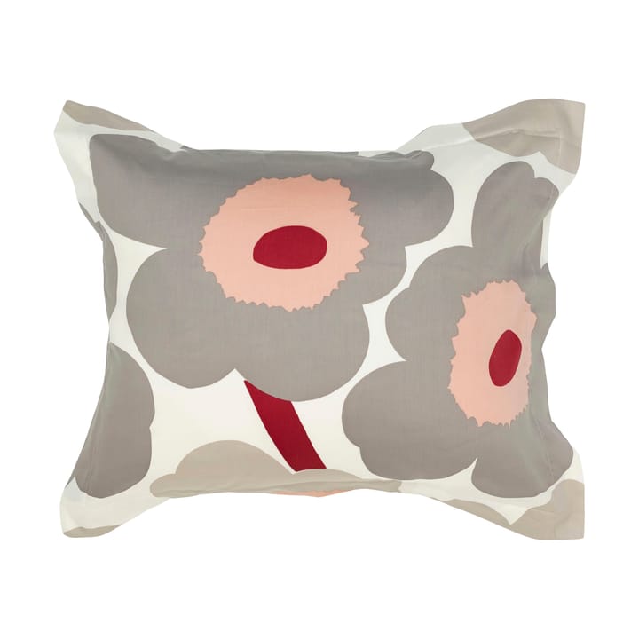 Unikko pudebetræk satin 50x60 cm - Off white-warm grey-pink - Marimekko