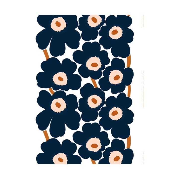 Unikko stof - White-dark navy-powder-tile - Marimekko