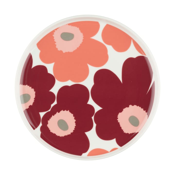 Unikko tallerken Ø20 cm - White-dark cherry-salmon red - Marimekko