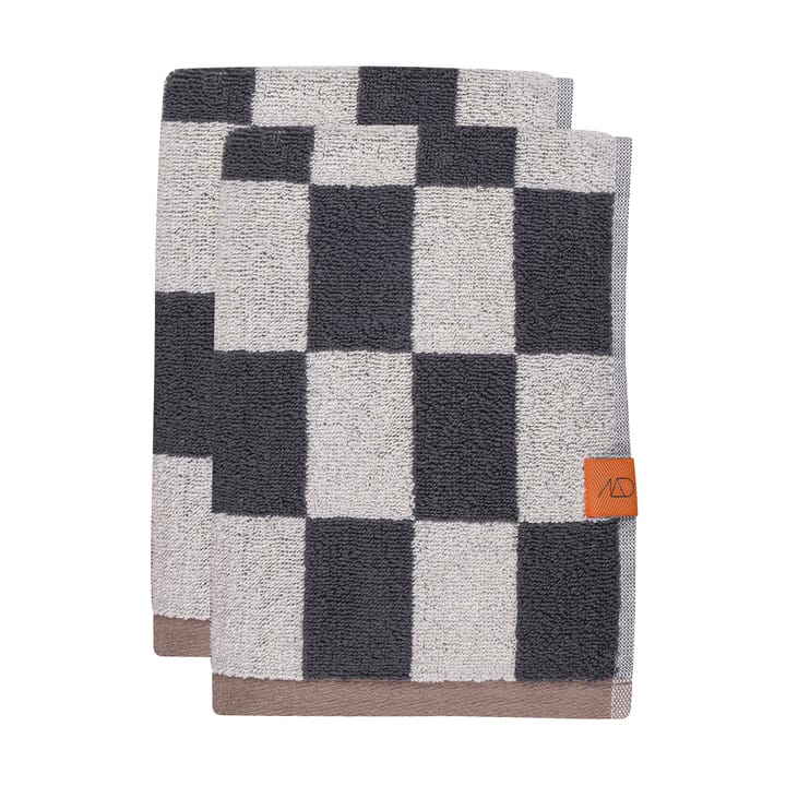 Retro gæstehåndklæde 40x55 cm 2-pak - Dark grey - Mette Ditmer