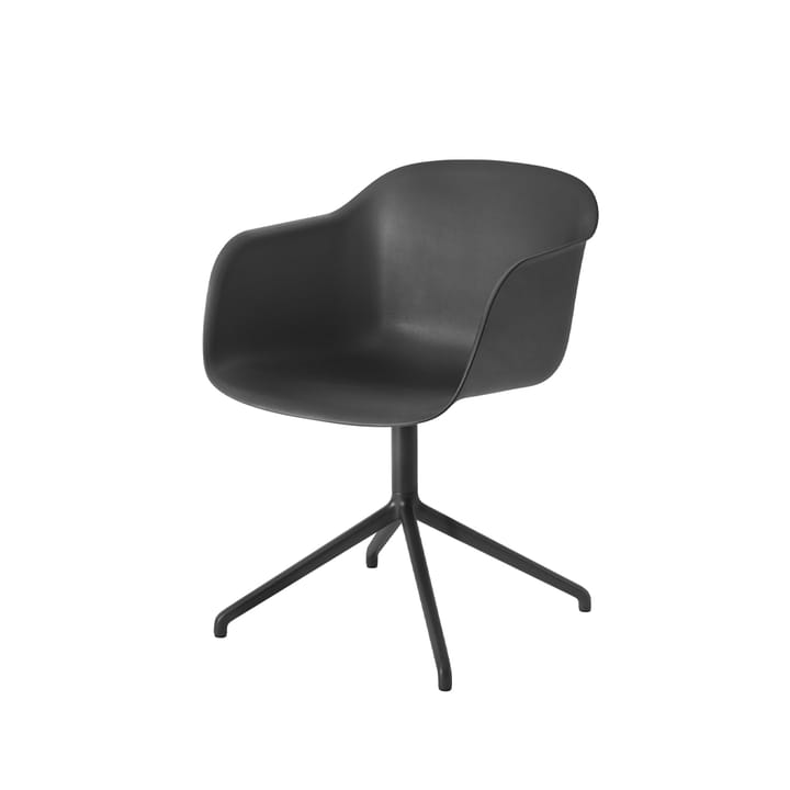 Fiber armchair drejebase med retur kontorsstol - Black-anthracite black base - Muuto