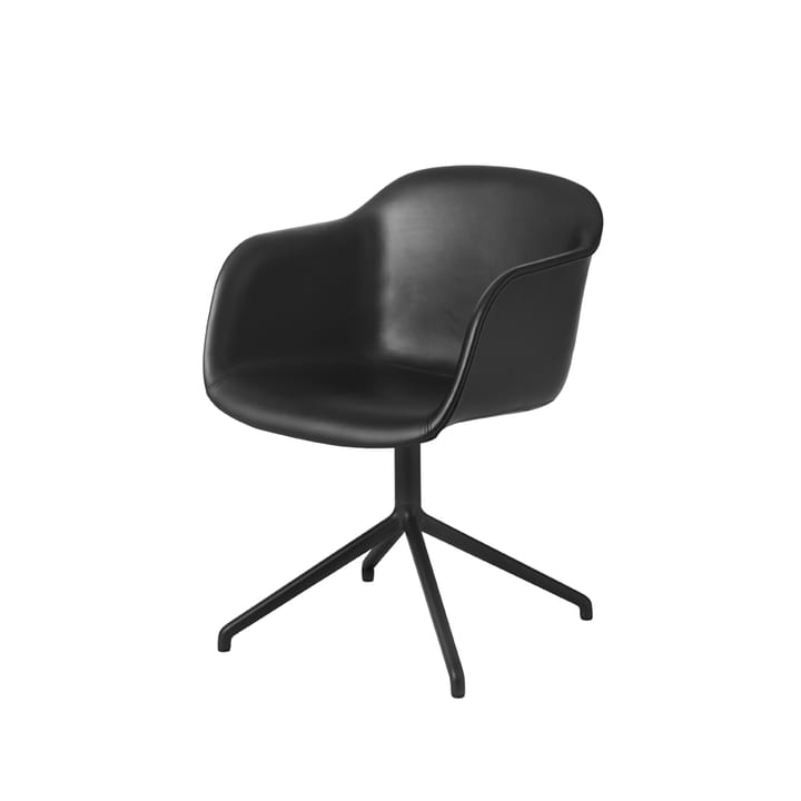 Fiber armchair drejebase med retur kontorsstol - Black leather-anthracite black - Muuto